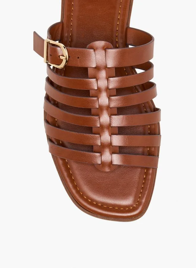 Celeste BROWN Women Slip-On Buckle Accent Sandals for Women | Best Price UAE