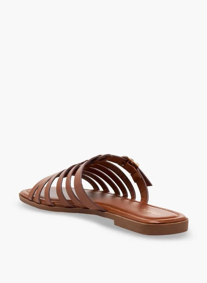 Celeste BROWN Women Slip-On Buckle Accent Sandals for Women | Best Price UAE