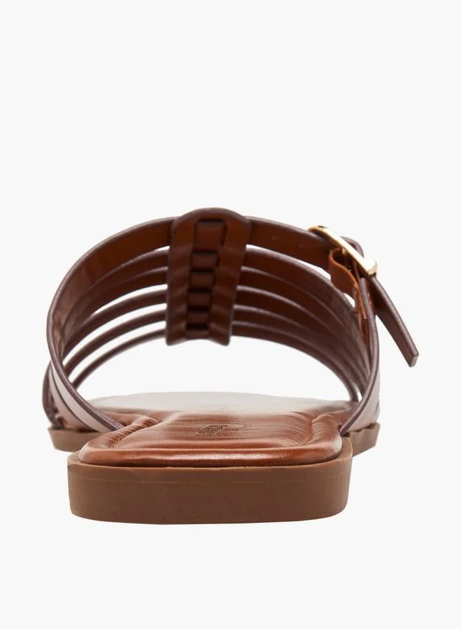 Celeste BROWN Women Slip-On Buckle Accent Sandals for Women | Best Price UAE