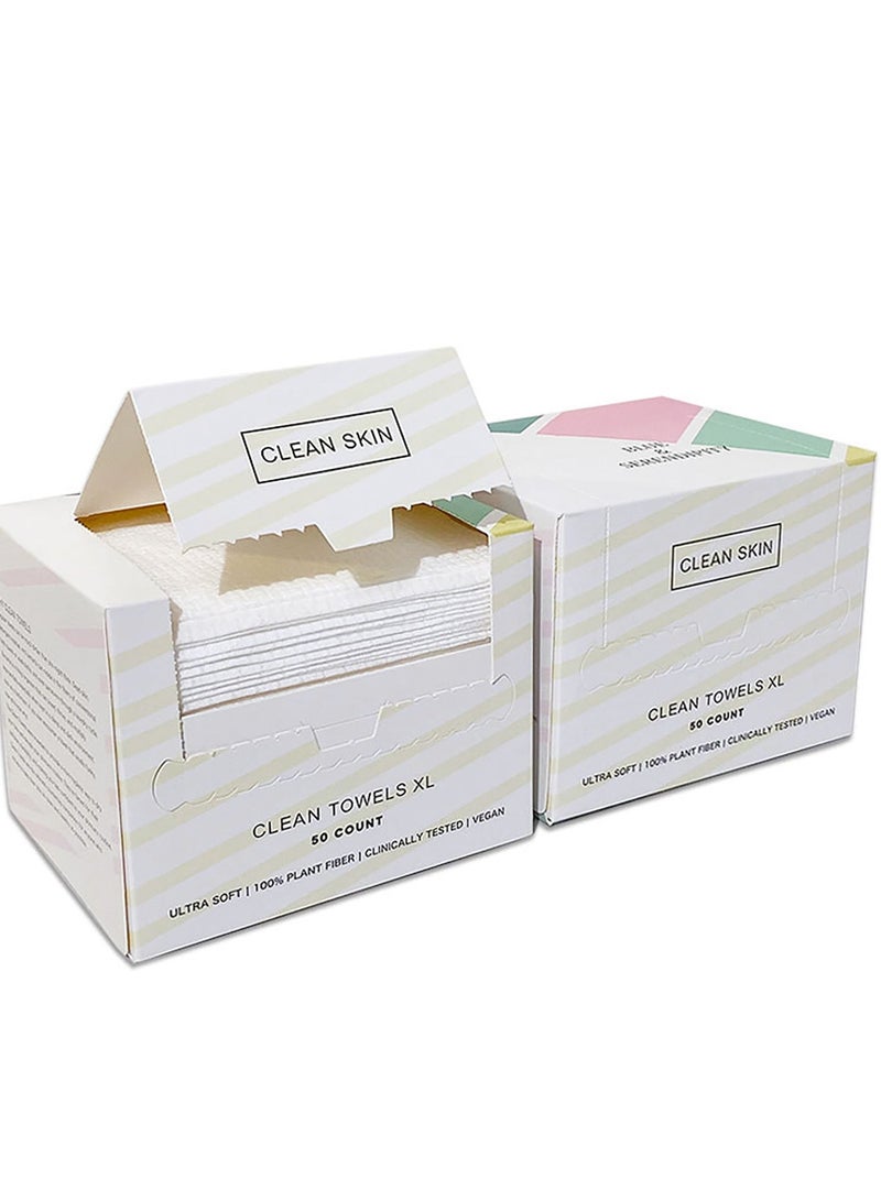 2 Pack Disposable Face Towels – Ultra-Soft, Clean Facial Towels, Makeup Towels, Remover Dry Wipes, Lint-Free, Extra Absorbent, for Delicate Skin - Image 1