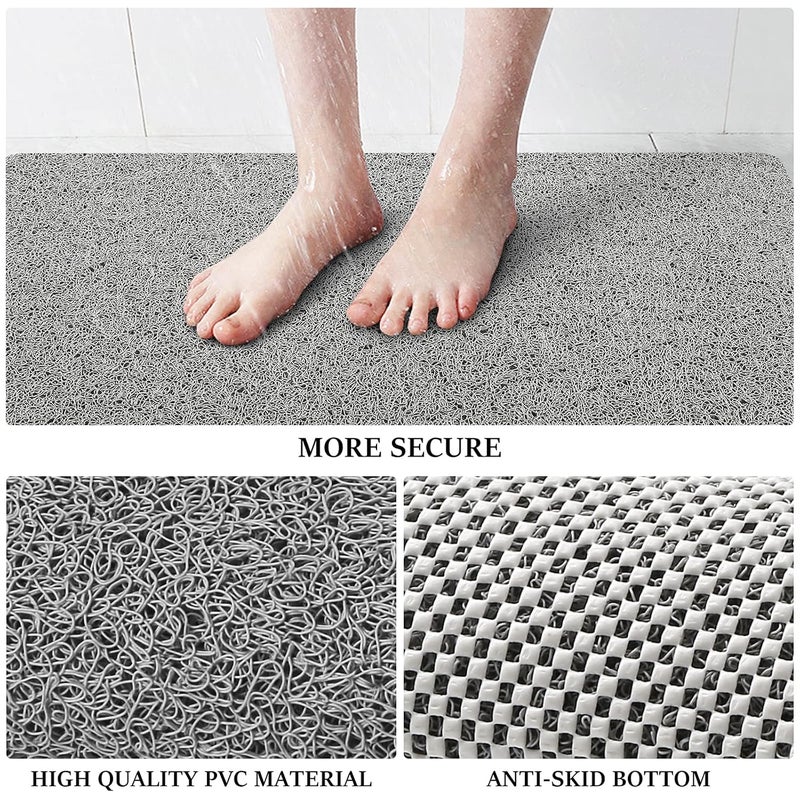 LuxStep Shower Mat Bathtub Mat,24x16 inch, Non-Slip Bath Mat with Drain, Quick Drying PVC Loofah Bathmat for Tub,Shower,Bathroom (Phthalate Free,Grey) - Image 3