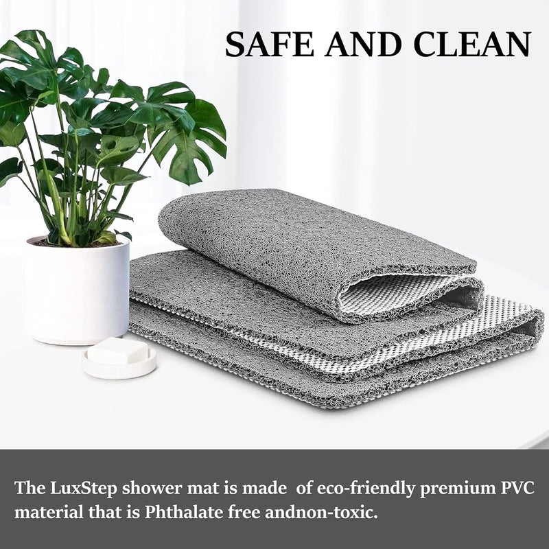 LuxStep Shower Mat Bathtub Mat,24x16 inch, Non-Slip Bath Mat with Drain, Quick Drying PVC Loofah Bathmat for Tub,Shower,Bathroom (Phthalate Free,Grey) - Image 4