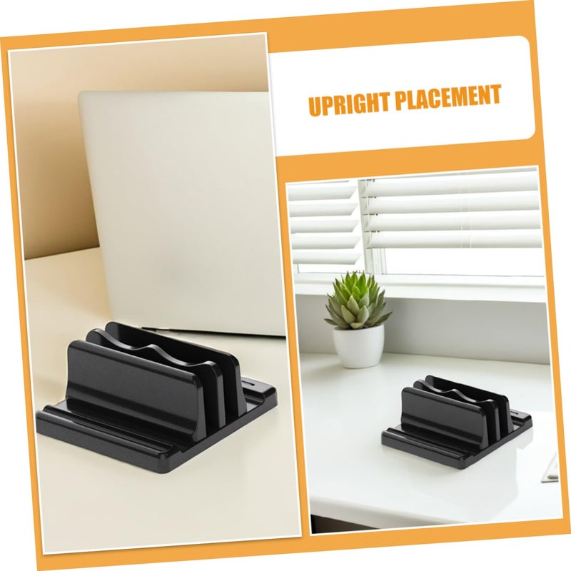 Adjustable Vertical Laptop Stand Dual Slot Space Saving Desktop Organizer - Image 4