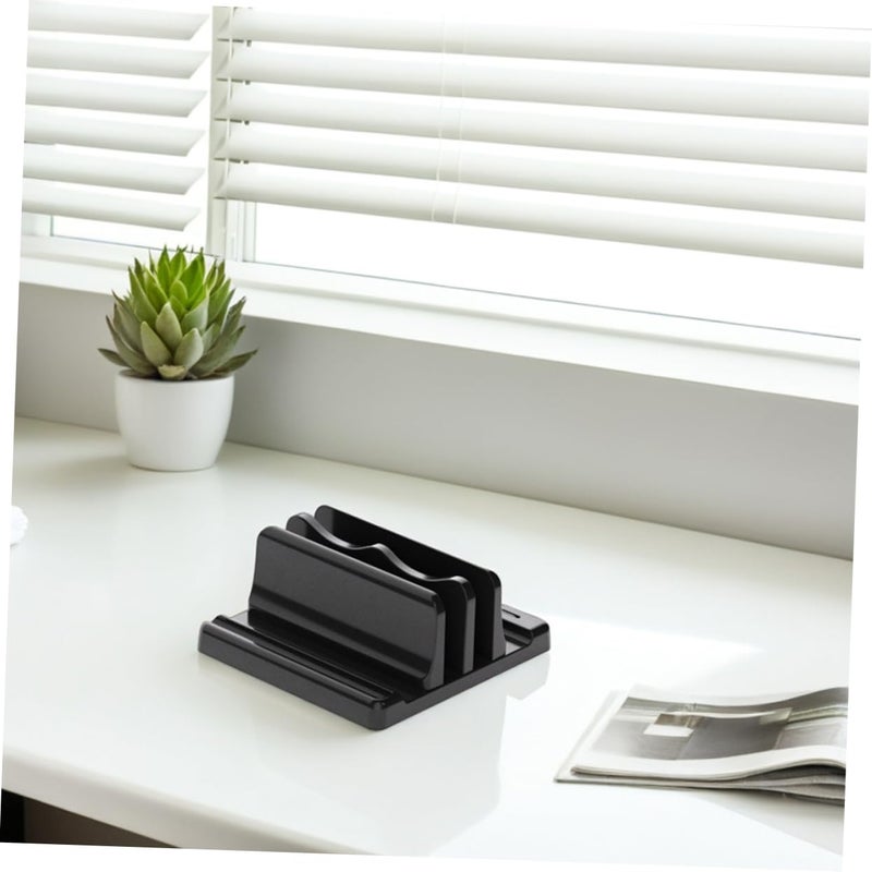 Adjustable Vertical Laptop Stand Dual Slot Space Saving Desktop Organizer - Image 5