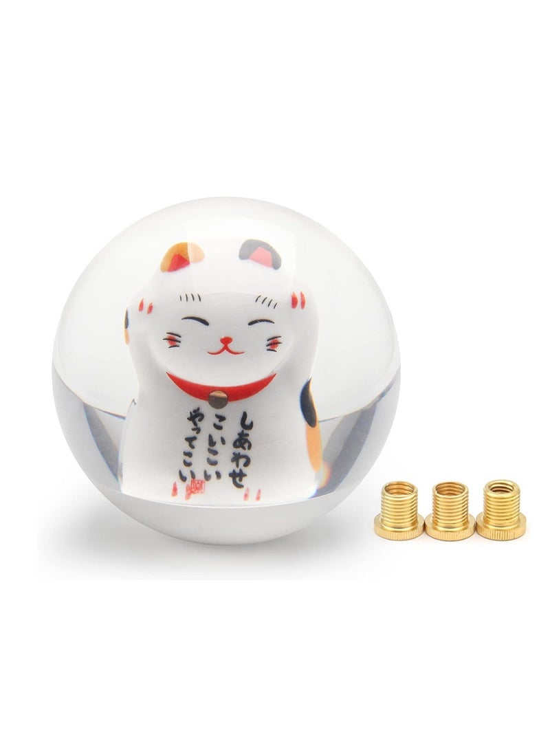 KASTWAVE Shift Shifter knob, Universal Manual Lucky Cat Gear Shift Shifter knob, 4 5 6 Speed Round with M81.25, M101.25, M101.5 Adapter, 1 Pcs - Image 1