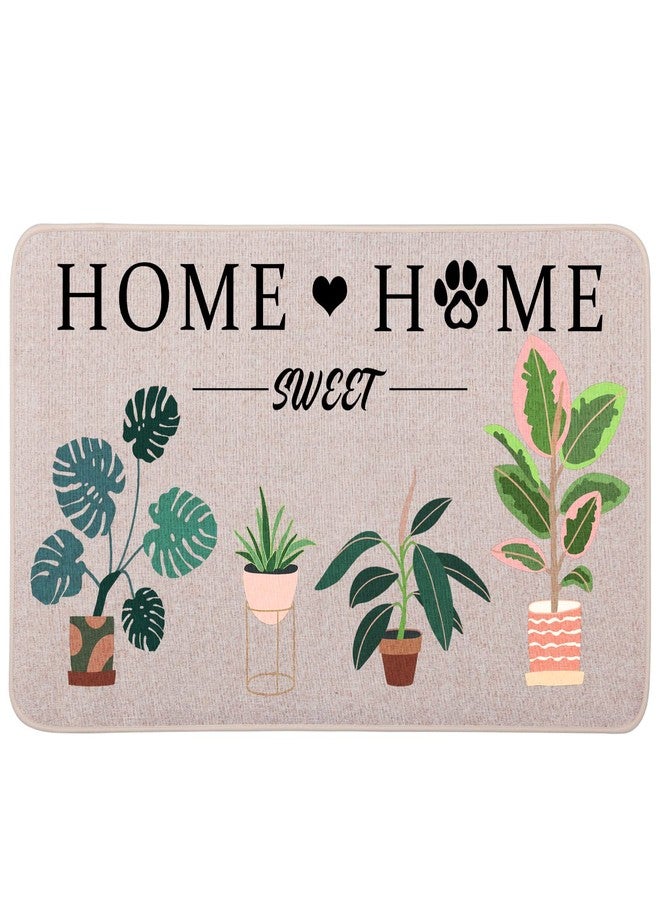 YOUWOUS سجادة باب YOUWOUS Home Sweet Home Plants مقاس 17 × 29 بوصة، سجادة ترحيبية ربيعية صيفية، ظهر مانع للانزلاق، سجادة أرضية داخلية وخارجية بنمط ريفي - Image 1