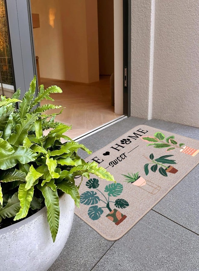 YOUWOUS سجادة باب YOUWOUS Home Sweet Home Plants مقاس 17 × 29 بوصة، سجادة ترحيبية ربيعية صيفية، ظهر مانع للانزلاق، سجادة أرضية داخلية وخارجية بنمط ريفي - Image 5