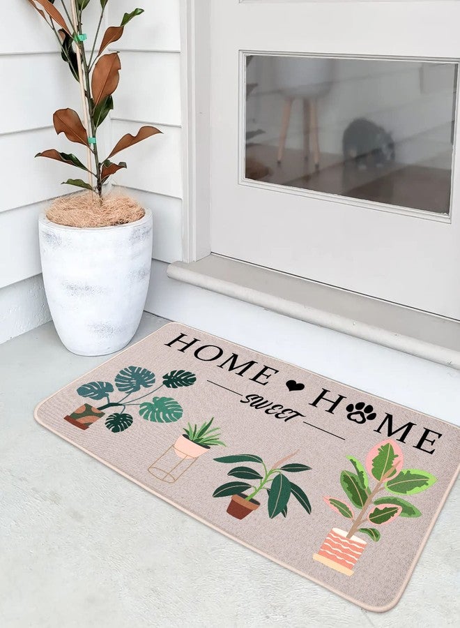 YOUWOUS سجادة باب YOUWOUS Home Sweet Home Plants مقاس 17 × 29 بوصة، سجادة ترحيبية ربيعية صيفية، ظهر مانع للانزلاق، سجادة أرضية داخلية وخارجية بنمط ريفي - Image 4