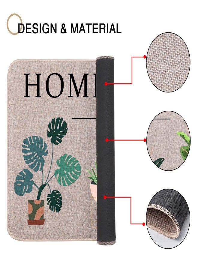 YOUWOUS سجادة باب YOUWOUS Home Sweet Home Plants مقاس 17 × 29 بوصة، سجادة ترحيبية ربيعية صيفية، ظهر مانع للانزلاق، سجادة أرضية داخلية وخارجية بنمط ريفي - Image 3