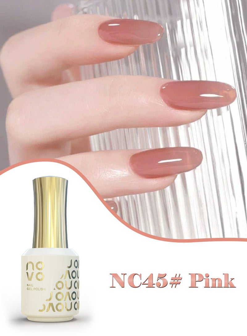 Novo Gel Nail Polish, Sheer Nude Gel Nail, UV & LED Cured Quick Dry, Long-Lasting Gel Polish for DIY Manicure, Nail Art at Home or Salon 12ml-NC45# Pink - Image 2