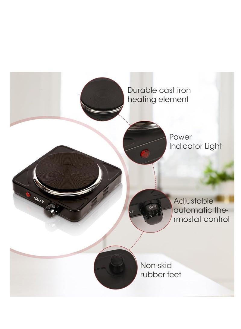 Haley طباخ كهربائي حثي، موقد كهربائي بقوة 1000 واط، موقد سطح الطاولة، 5 مستويات قوة إشعال، موقد صغير متعدد الوظائف - Image 2