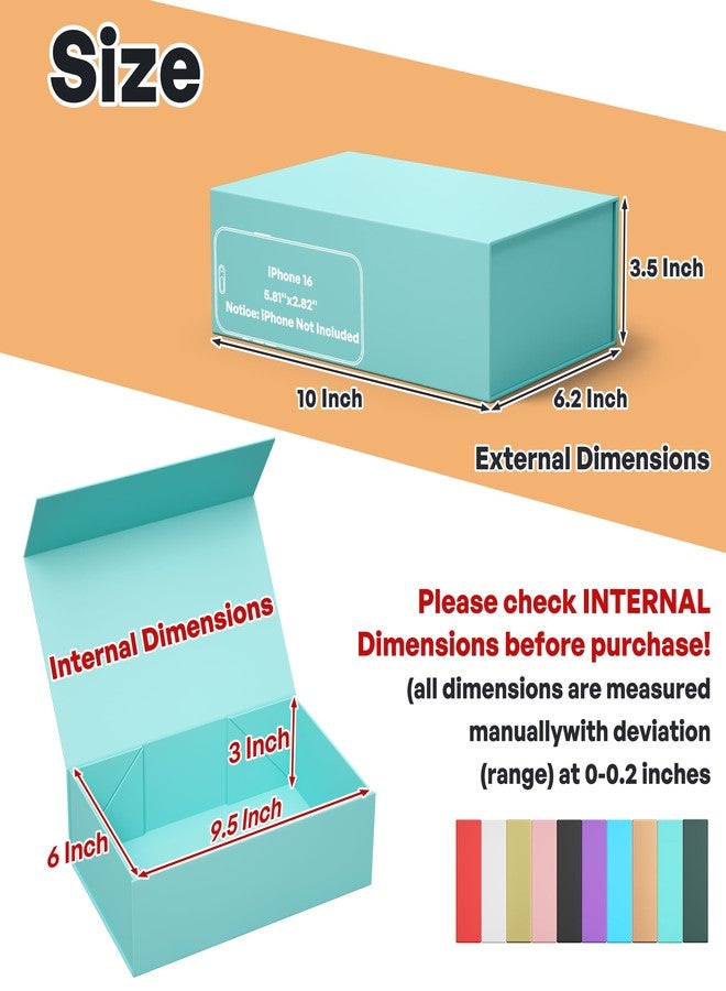RYDDOY Tiffany Blue Gift Box, 9.5x6x3'' Gift boxes for Presents with Lids Magnetic Closure Rectangle Collapsible for Bridesmaid Proposal Box, Wedding, Christmas, Halloween, Birthday Gift Packging - Image 2