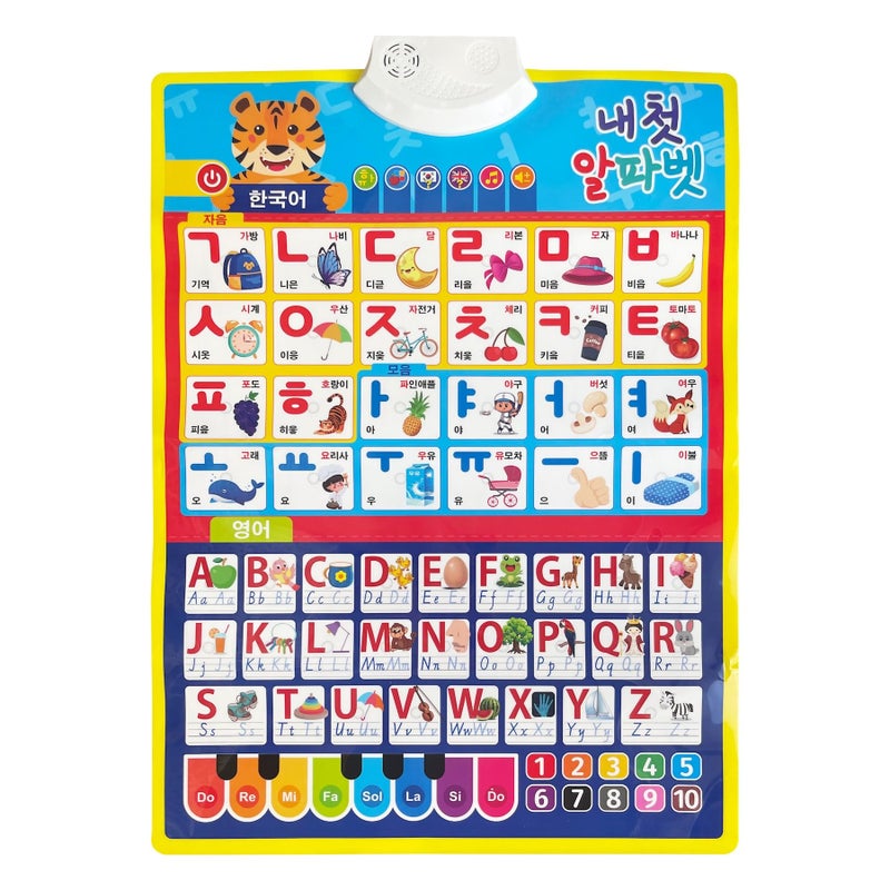 MINMEER Korean Alphabet Poster for Kids Interactive Alphabet Wall Chart Learn Korean Letters and Words Korean Learning Toys for Beginners - Image 3