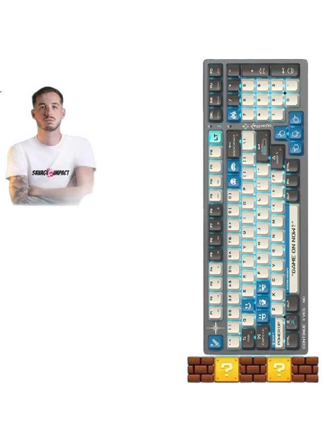 A4TECH A4Tech S90Rt 98-Key Wired Mechanical Keyboard Alpha Optical Axis Rt Chicken Eating Fps Game Unfearful Contract Valoran Esports Blood Hand Ghost Pixel Battle Blue - Image 3