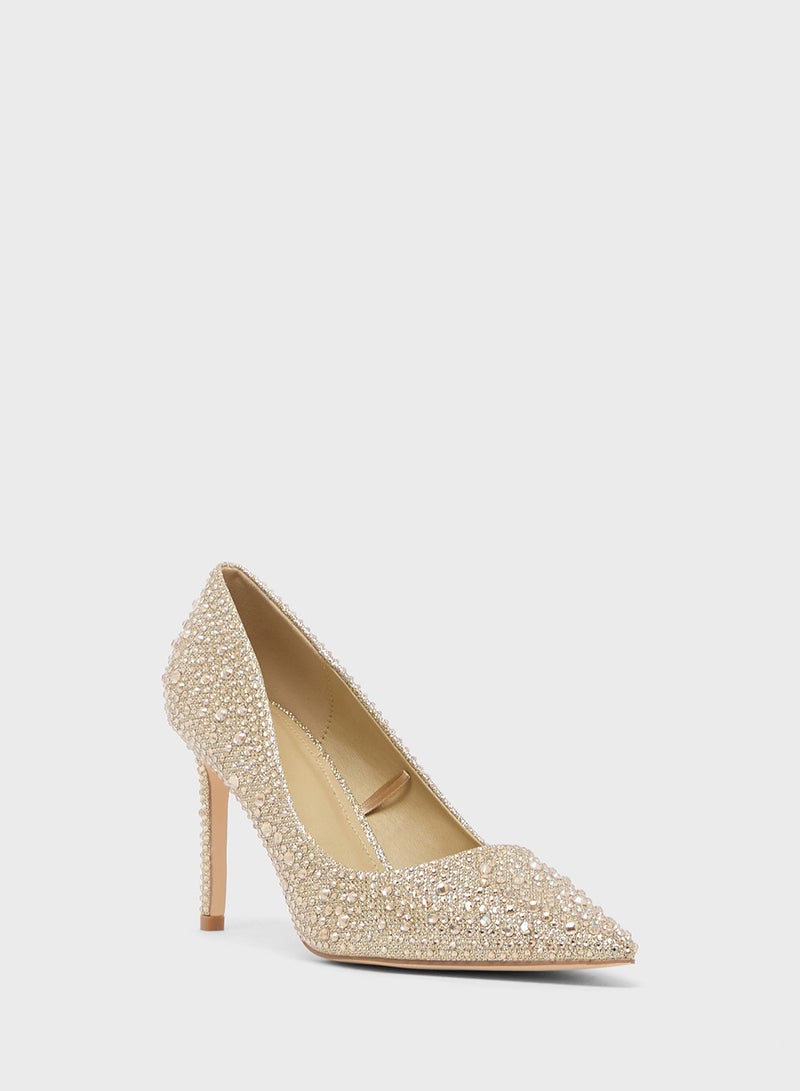 Truffle Glittering Heeled Pumps - Image 3
