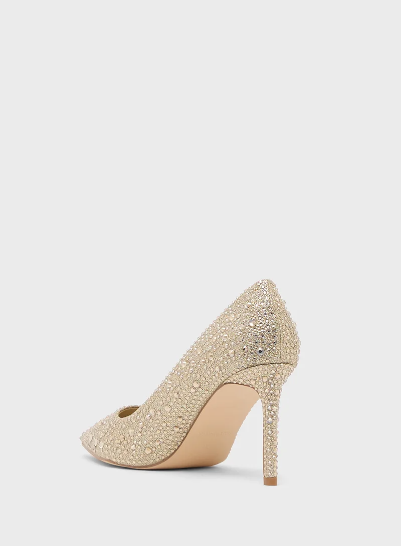 Truffle Glittering Heeled Pumps