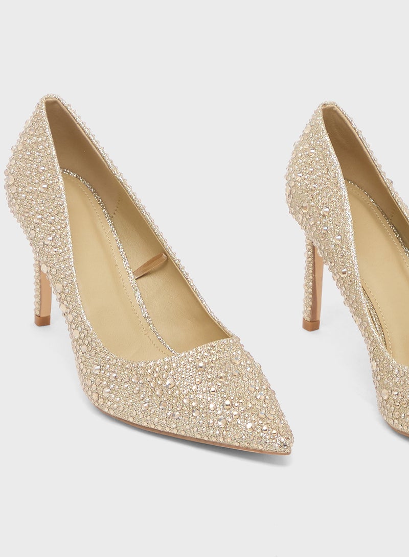 Truffle Glittering Heeled Pumps - Image 4
