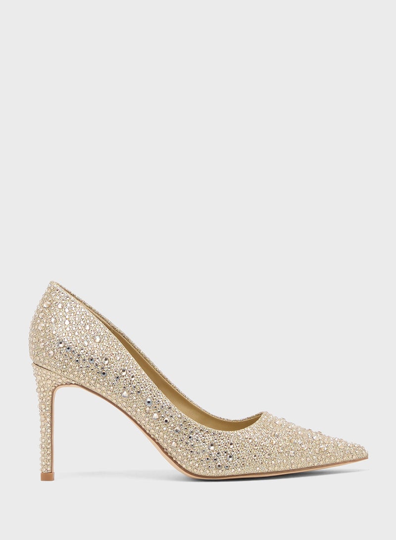 Truffle Glittering Heeled Pumps - Image 1