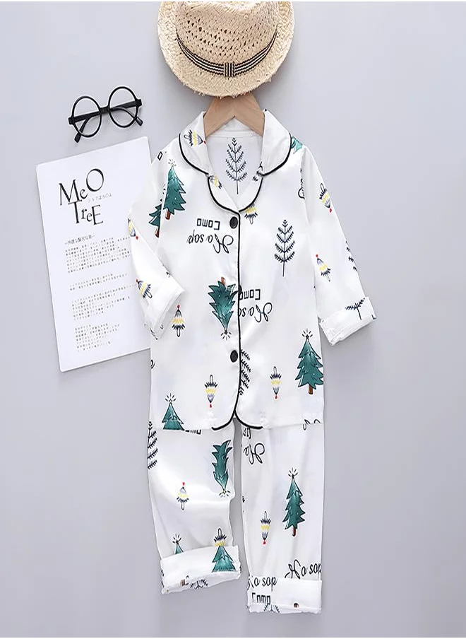 بيبي كلو White Christmas Tree Print Pajama Set