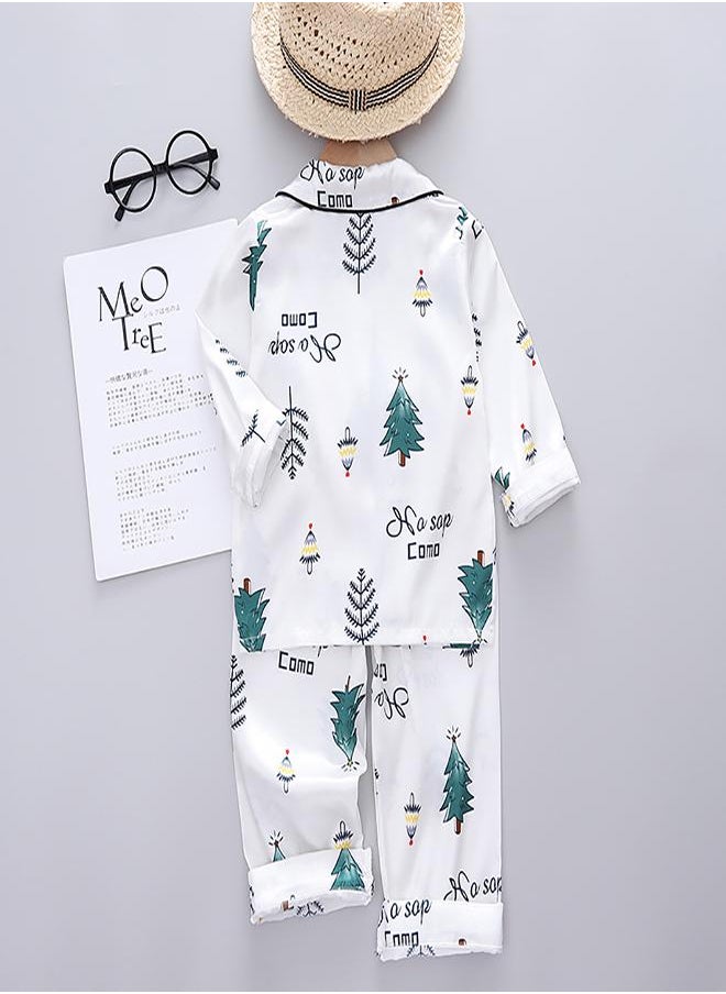 babyqlo White Christmas Tree Print Pajama Set  - Image 2