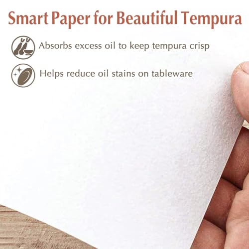 TIKUSAN Japanese Tempura Paper Food Oil Absorbing Cooking Paper for Fried Food 8.6 × 7.8 inch 100 Sheets Made in Japan - Image 2