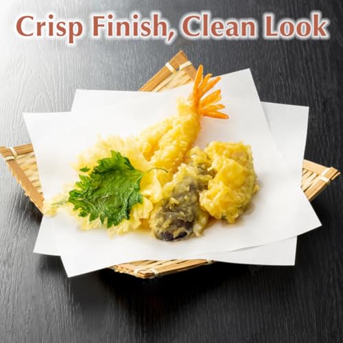 TIKUSAN Japanese Tempura Paper Food Oil Absorbing Cooking Paper for Fried Food 8.6 × 7.8 inch 100 Sheets Made in Japan - Image 3