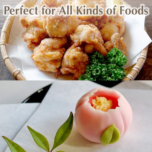 TIKUSAN Japanese Tempura Paper Food Oil Absorbing Cooking Paper for Fried Food 8.6 × 7.8 inch 100 Sheets Made in Japan - Image 4