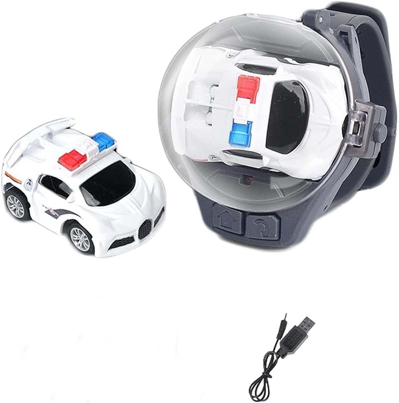 ويوبلز ساعة ألعاب سيارة صغيرة تعمل بالتحكم عن بعد جديدة لعام 2022 - ساعة يد لطيفة تعمل بتردد 2.4 جيجاهرتز، سيارة سباق كرتونية صغيرة قابلة للشحن عبر منفذ USB، ألعاب تفاعلية، هدية للأولاد والبنات (أبيض) - Image 1