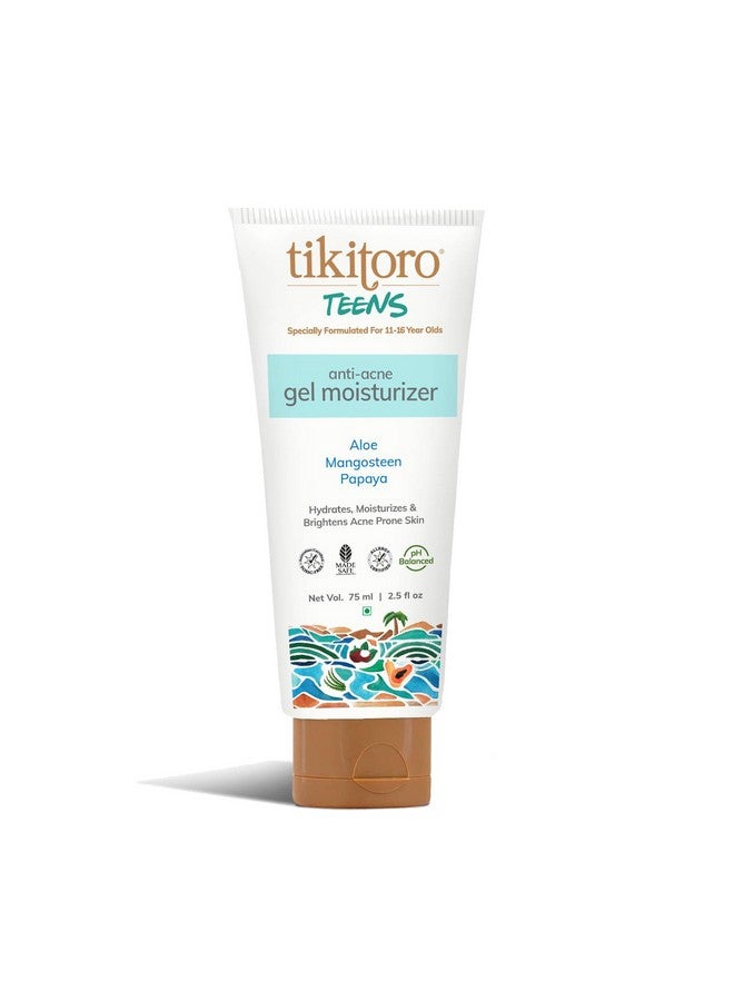 Tikitoro Teens Anti-Acne Gel Moisturizer with Aloe, Mangosteen, Papaya | Hydrates, Balances Sebum and Calms Irritation | No Parabens & Sulphates, All Skin Types (Age: 11+) (75ml x 1) - Image 1