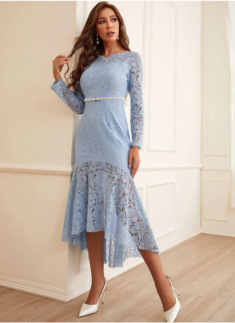 High Low Mermaid Hem Lace Dress Without Belt - pzsku/Z49FC236EF7E21A720513Z/45/_/1720953321/0776db69-30af-4ab2-b2a2-45a87e873f78