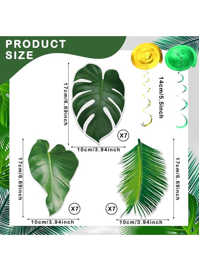 Geyee 51 Pcs Hawaiian Luau Party Palm Leaves Swirl Decorations Green Palm Leaves Hanging Decoration Ceiling Tropical Safari Jungle Party Decor for Summer Beach Baby Shower Birthday Supplies - Image 5