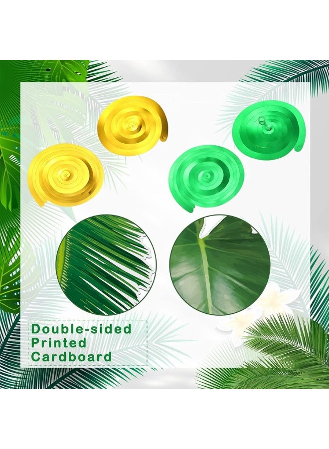 Geyee 51 Pcs Hawaiian Luau Party Palm Leaves Swirl Decorations Green Palm Leaves Hanging Decoration Ceiling Tropical Safari Jungle Party Decor for Summer Beach Baby Shower Birthday Supplies - Image 2