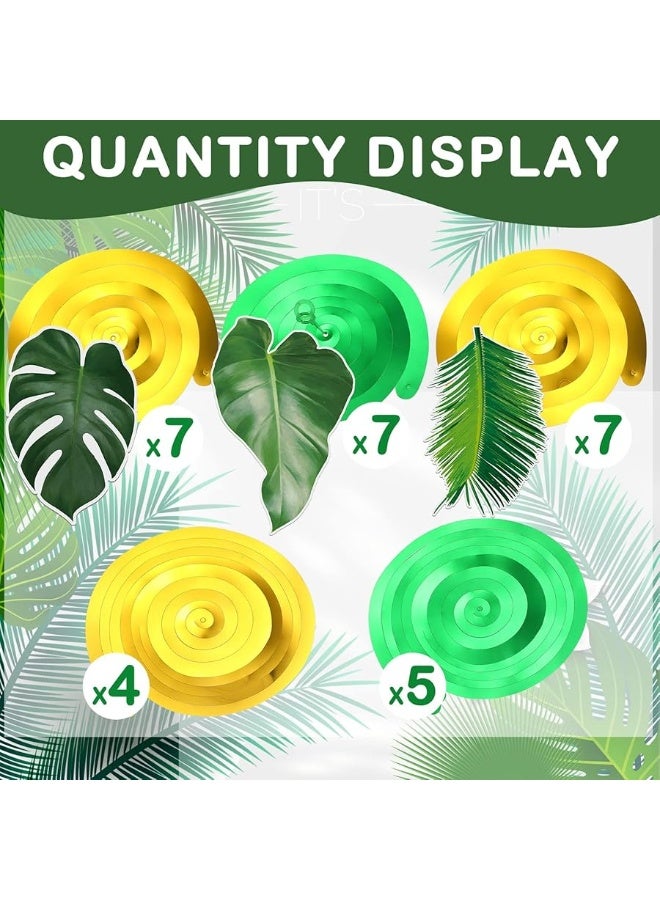 Geyee 51 Pcs Hawaiian Luau Party Palm Leaves Swirl Decorations Green Palm Leaves Hanging Decoration Ceiling Tropical Safari Jungle Party Decor for Summer Beach Baby Shower Birthday Supplies - Image 3