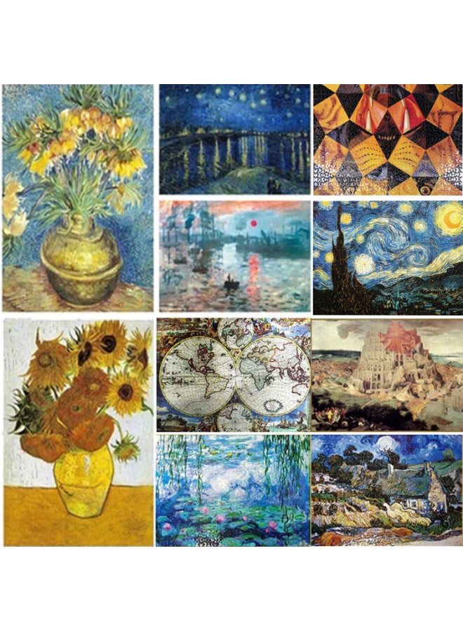 1000 Paper Adult Puzzle Toy Oil Painting World Famous Painting Van Gogh Starry Sky Decompression Outlet-Color:49199-4 Hay Car 1000 Pieces - Image 2