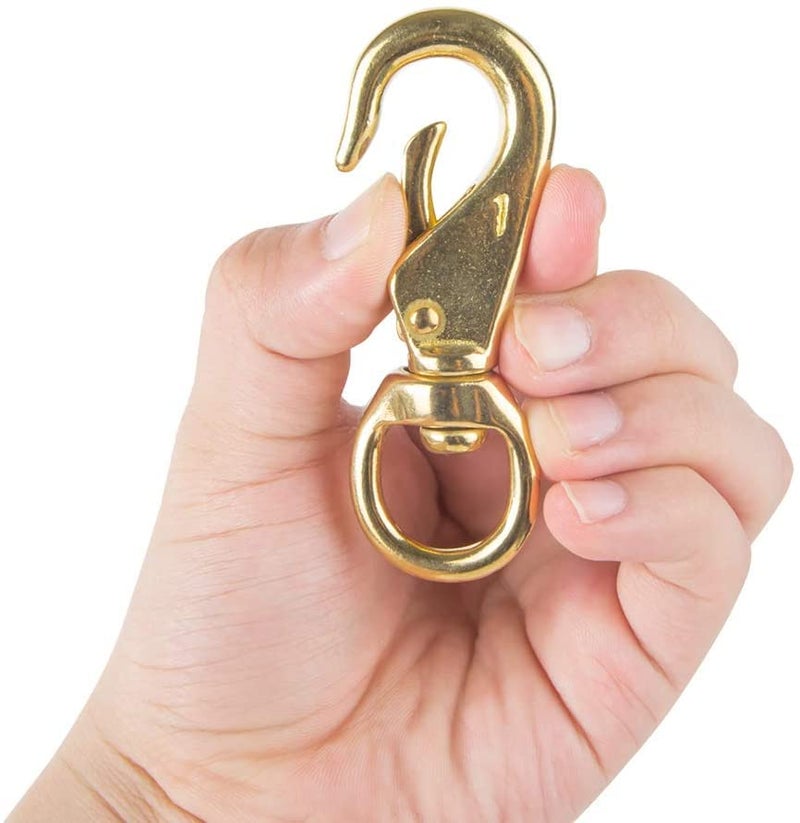 Faneta 3-1/4" Brass Swivel Snap Hooks Heavy Duty 3/4" Swivel Eye - Solid Brass Scuba Diving Clips #1 - Seadog Line, Anchor Lines, Bags, Belting, Leashes, Straps, Luggage, Leathercarft (Pack of 2) - Image 3
