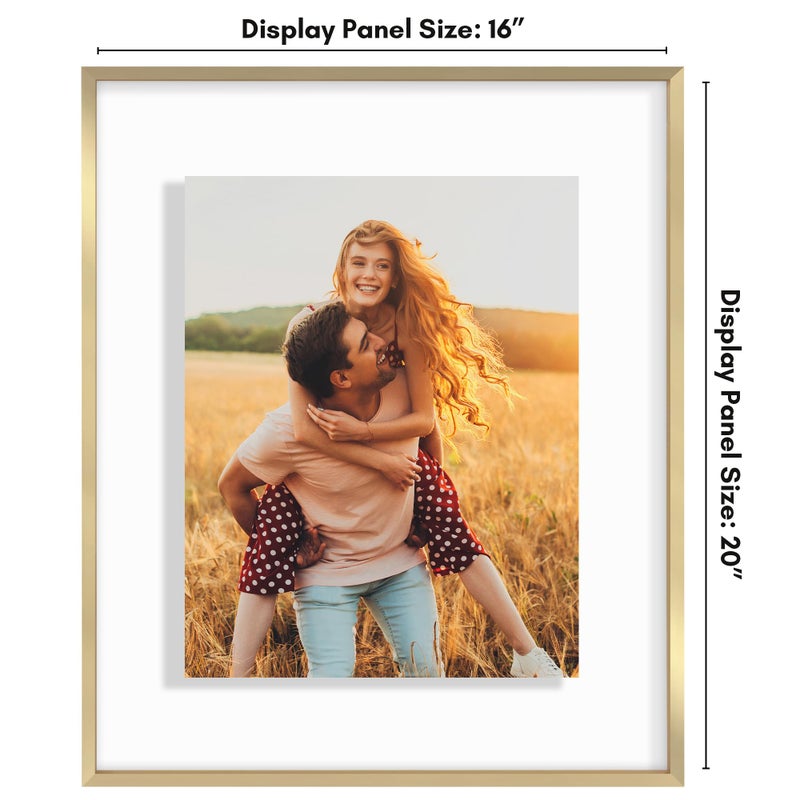 Americanflat Aluminum 16x20 Floating Picture Frame with Shatter-Resistant Glass - Use as 11x14 Picture Frame or Display 16x20 Photo - Signature Float Collection - Photo Frames for Wall Display - Gold - Image 2