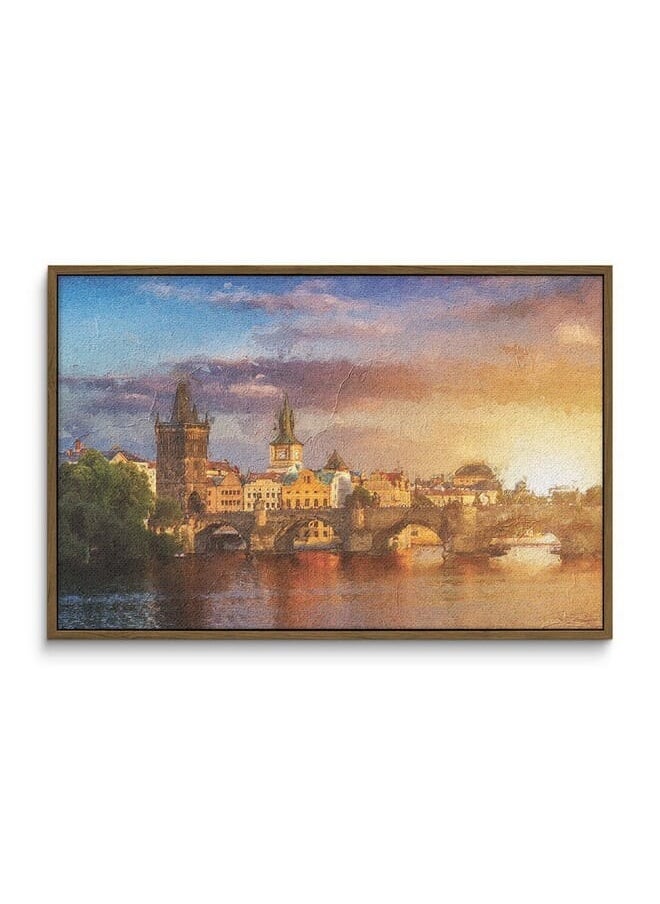 Home Gallery Landscape With Charles Bridge Reflected In River Canvas Wall Art  - Image 3