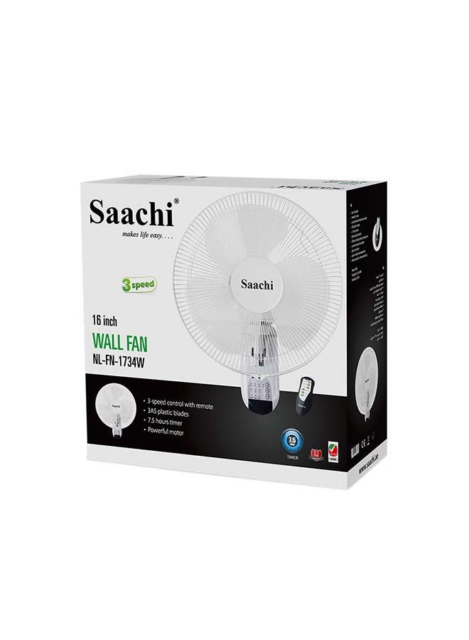 Saachi 16Inch Wall Fan With Wide Angle Oscilation 50 W NL-FN-1734W-WH White - Image 3