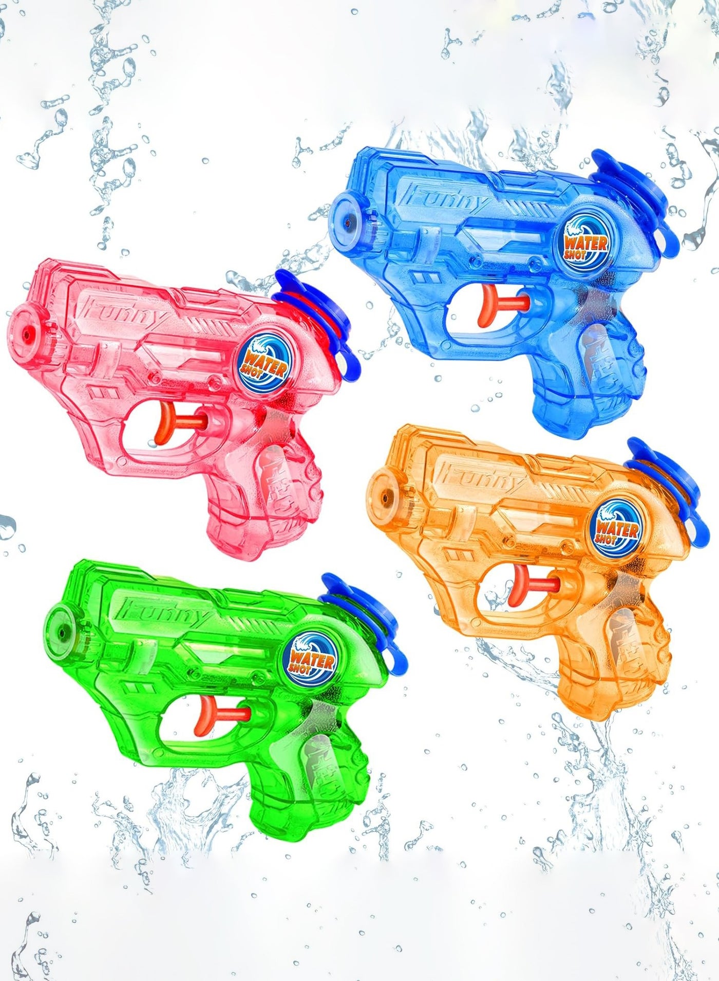 Mini Water Gun for Kids Toddler- 4 Pack Small Water Guns 5-7M Long Range Super Water Soaker Squirts Blasters Gun, Outdoor Water Toy Summer Pool Beach Party Favors Bath Water Guns Toy for Kids Boy Girl