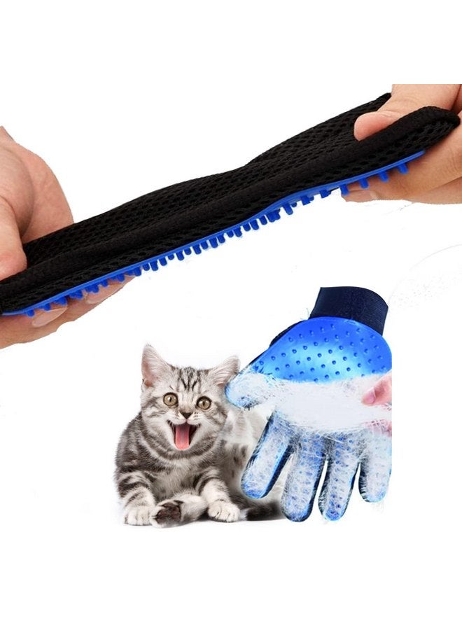 قفاز العناية بالحيوانات الأليفة، أزرق - مثالي للكلاب والقطط والأرانب ذات الفراء (القصير والطويل)، متعدد الأدوار للاستحمام والتدليك والعناية بالحيوانات الأليفة وإزالة الشعر الزائد، قفاز الفرشاة - Image 5