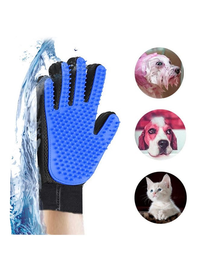 قفاز العناية بالحيوانات الأليفة، أزرق - مثالي للكلاب والقطط والأرانب ذات الفراء (القصير والطويل)، متعدد الأدوار للاستحمام والتدليك والعناية بالحيوانات الأليفة وإزالة الشعر الزائد، قفاز الفرشاة - Image 4