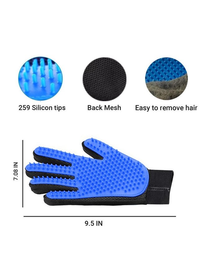 قفاز العناية بالحيوانات الأليفة، أزرق - مثالي للكلاب والقطط والأرانب ذات الفراء (القصير والطويل)، متعدد الأدوار للاستحمام والتدليك والعناية بالحيوانات الأليفة وإزالة الشعر الزائد، قفاز الفرشاة - Image 2