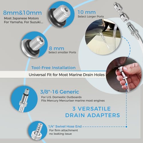 Camoo Lower Unit Gear Oil Pump Kit fit for Standard Quart Bottle, 8cc Manual Fluid Pump for Mercury, Yamaha, Suzuki & More, Comes with 3 Generic Swivel Adapters - Image 5