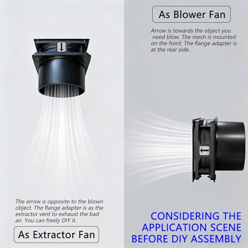 Hose Vary 3in Axial Exhaust Fan, 80mm 12V 4500RPM DC Fan with AC Plug Dual Ball Bearings Air Exhaust Fume Smoke Extractor Fan Kit for DIY Soldering, 3D Printer Enclosure - Image 4