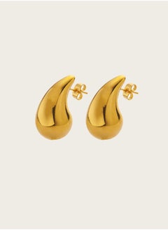 KAAF CREATIONS 18K Gold Plated Stainless Steel Teardrop Stud Earrings, women and girls  - Image 2