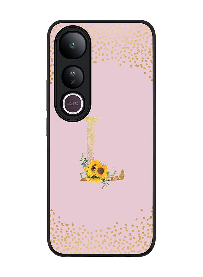 Stylizedd For vivo V50 Lite Case,Slim fit Camera Protection, Shockproof Thin Phone cover  - Custom Floral Monogram - L  (Pink )
