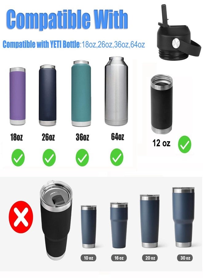 SYACOT Straw Lid for Yeti Rambler & RTIC Bottle, 18-64 oz, Replacement Cap with Straws, Brush & Flexible Handle, BPA-Free, Dishwasher Safe, Modern, Black - Image 4