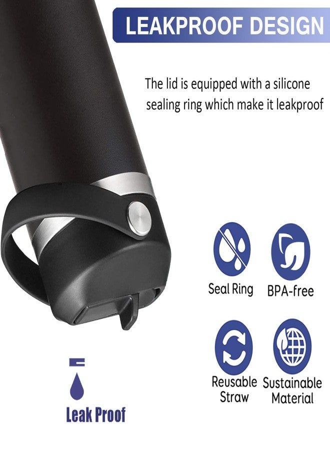 SYACOT Straw Lid for Yeti Rambler & RTIC Bottle, 18-64 oz, Replacement Cap with Straws, Brush & Flexible Handle, BPA-Free, Dishwasher Safe, Modern, Black - Image 3