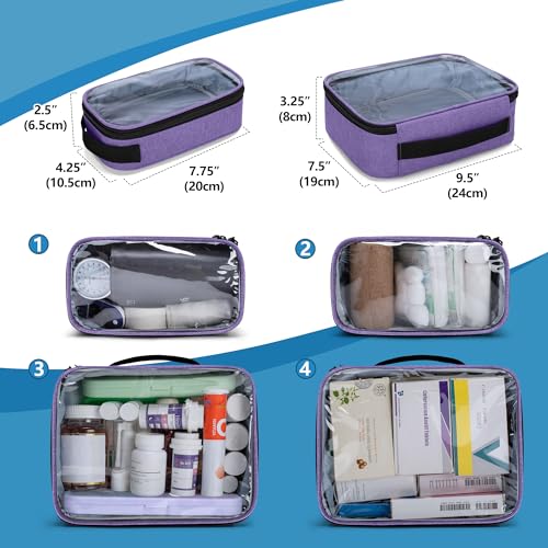 BAFASO Large Pill Bottle Organizer with 4 Inner Removable Pouches, Medicine Bag Come with Shoulder Strap (Bag ONLY),Purple - Image 3