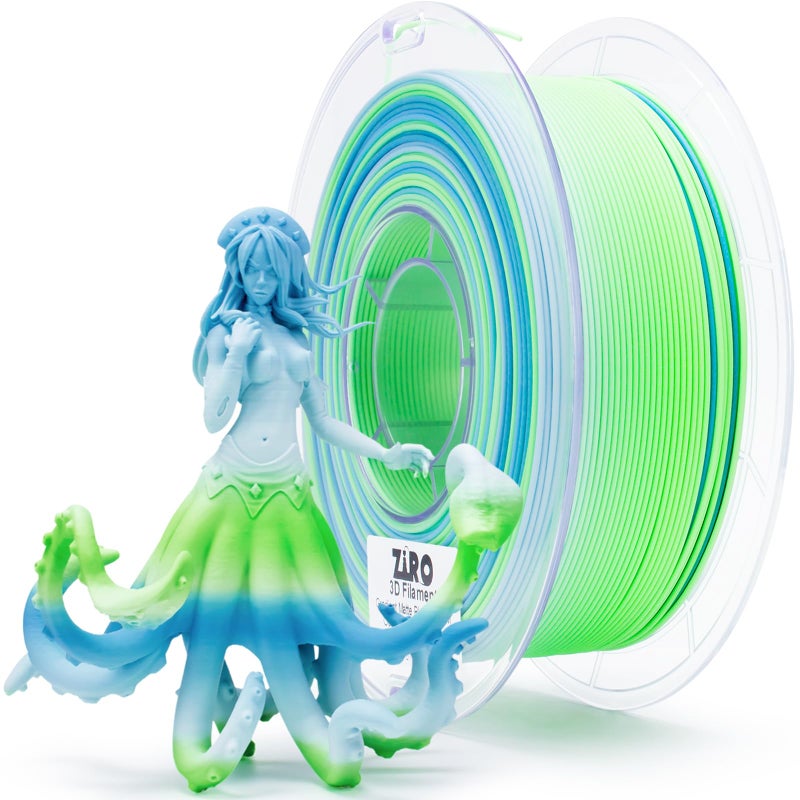 ZIRO 3D Printer Filament, Fast Color Changing Filament 1.75mm, Color Gradient PLA Filaments, Matte Texture, Dimensional Accuracy +/- 0.03mm, Fit Most 3D Printer 2.2lbs Spool, Ocean(Matte) - Image 1